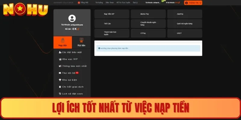 Lợi ích tốt nhất từ việc nạp tiền